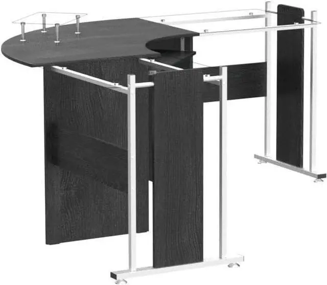 Alt view image 4 of 7 - HOMCOM 69" Modern L-Shaped Tempered Glass Office Computer Desk with Elevated Monitor Stand, Rolling CPU Holder, Pull Out Keyboard Tray and Steel Frame, Black