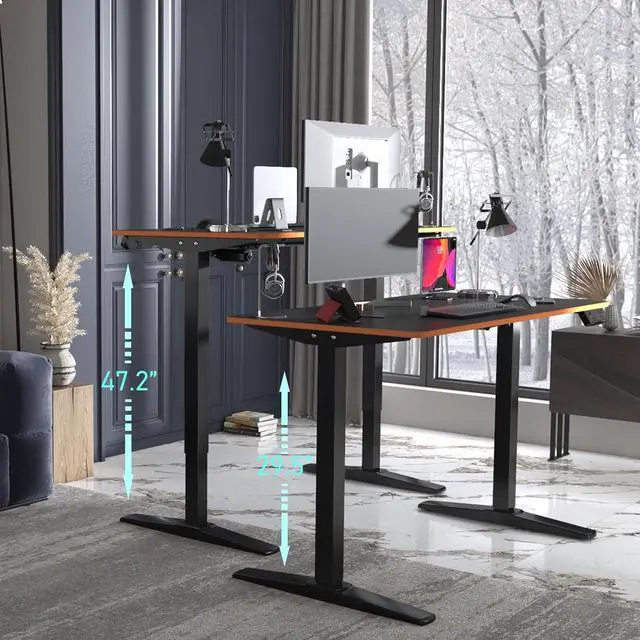 Alt view image 2 of 7 - Monomi Height Adjustable Electric Standing Desk, 48 x 24 Inches Sit Stand up Desk, Memory Computer Home Office Desk (Black Frame+ Black Top)