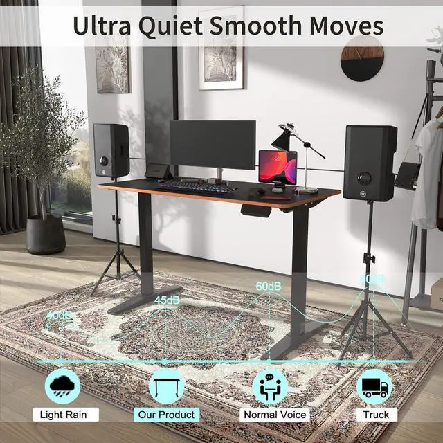 Alt view image 4 of 7 - Monomi Height Adjustable Electric Standing Desk, 48 x 24 Inches Sit Stand up Desk, Memory Computer Home Office Desk (Black Frame+ Black Top)