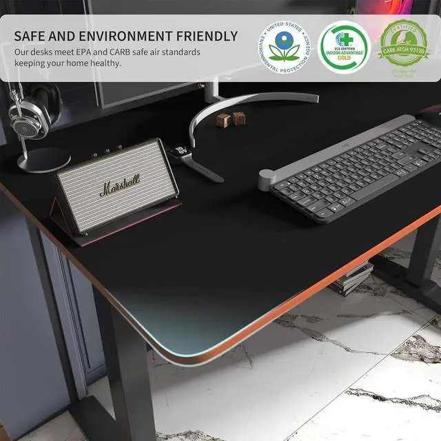 Alt view image 7 of 7 - Monomi Height Adjustable Electric Standing Desk, 48 x 24 Inches Sit Stand up Desk, Memory Computer Home Office Desk (Black Frame+ Black Top)