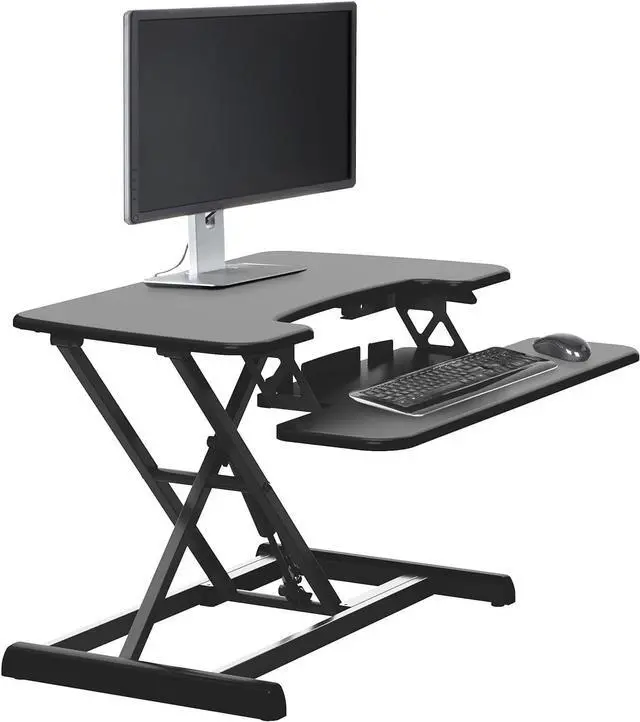 Main image of Vari VariDesk Essential Vertical Lift 30 - Height Adjustable Standing Desk Converter - Laptop or Monitor Riser with Wide Keyboard Tray - Compact Two-Tier Home Office Workstation - 30 Inch, Black