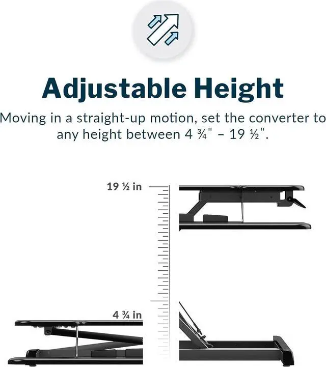 Alt view image 3 of 7 - Vari VariDesk Essential Vertical Lift 30 - Height Adjustable Standing Desk Converter - Laptop or Monitor Riser with Wide Keyboard Tray - Compact Two-Tier Home Office Workstation - 30 Inch, Black