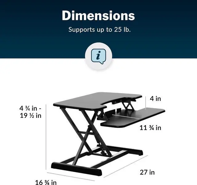 Alt view image 6 of 7 - Vari VariDesk Essential Vertical Lift 30 - Height Adjustable Standing Desk Converter - Laptop or Monitor Riser with Wide Keyboard Tray - Compact Two-Tier Home Office Workstation - 30 Inch, Black