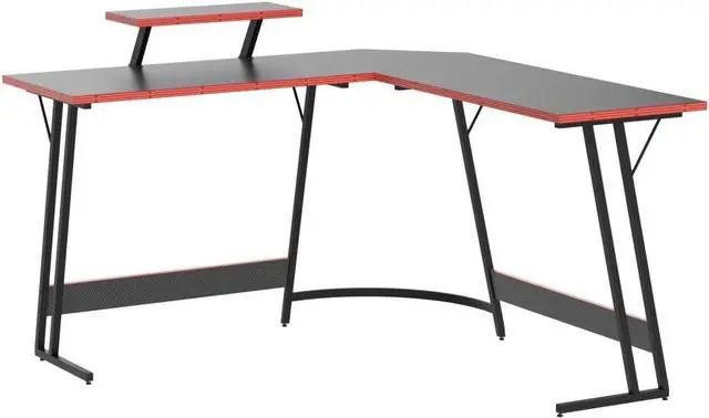 Alt view image 4 of 7 - Devoko L Shaped Gaming Desk Computer Desk 51 Office Corner Desk with Monitor Stand Home Gaming Writing Study Table Workstation (Carbon Fibre Black)