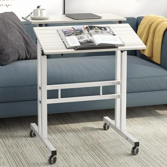 Alt view image 6 of 6 - SDHYL Mobile Stand Up Desk, 24 inch Laptop Computer Desk Adjustable Standing Home Office Desks with Roller, Student Desk School Desk Simple Stand Up Desk Small Desks for Small Spaces, Maple