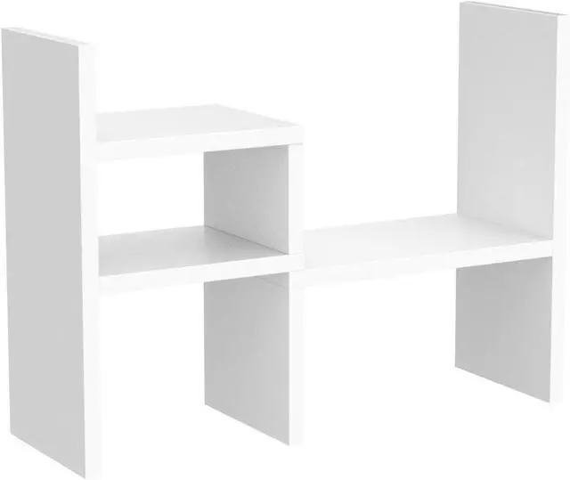 Alt view image 5 of 7 - Jerry & Maggie - Desktop Organizer Office Storage Rack Adjustable Wood Display Shelf | Birthday Gifts - Toy - Home Decor | - Free Style Rotation Display - True Natural Stand Shelf (White)