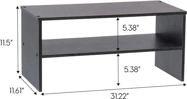 Alt view image 2 of 6 - IRIS USA 2-Tier Multi-Purpose PC Monitor Organizer Stand, Stackable Ergonomic Desktop and Countertop Riser for Computer Laptop TV Shoes Kitchen Pantry and Closet Organization, Black