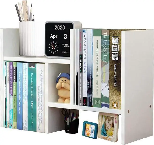 Main image of Desktop Shelf Organizer, Adjustable Wood Display Desk Shelf, Office Storage Rack Tabletop Bookshelf Multipurpose Shelves for Home Decor, Office, Gifts (H01)