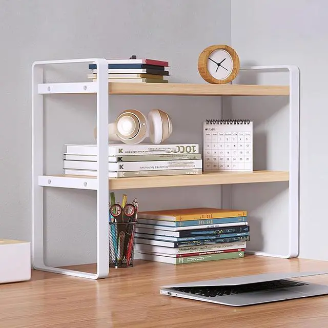 Main image of SIDIANBAN Desktop Organizer Shelf Office Storage Rack Computer Desk Bookshelf Adjustable Display Shelf for Office Supplies (White)