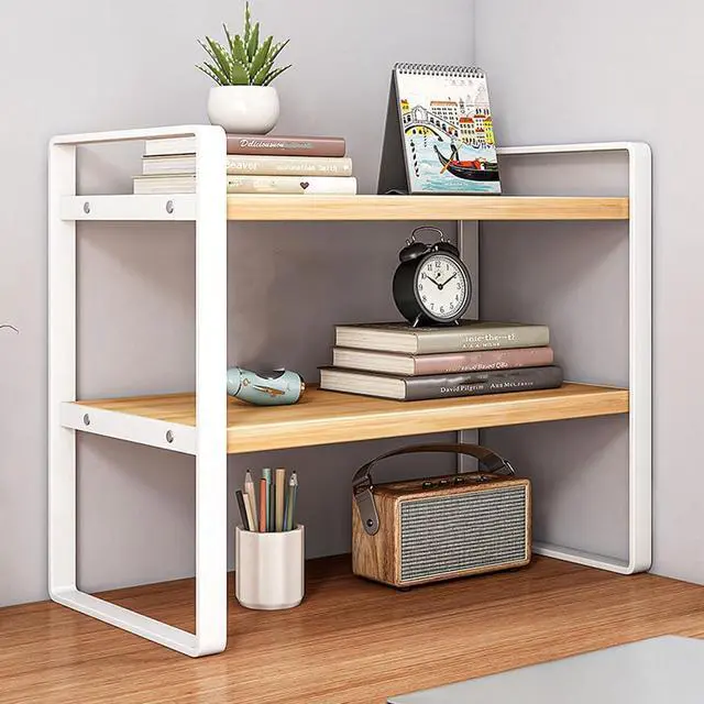 Alt view image 4 of 5 - SIDIANBAN Desktop Organizer Shelf Office Storage Rack Computer Desk Bookshelf Adjustable Display Shelf for Office Supplies (White)