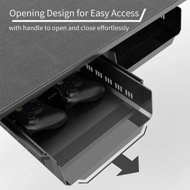 Alt view image 2 of 7 - YaGee Under Desk Shelf, 2 Pack, Self-Adhesive Device Storage, Great Desktop Organizer Drawer for Work Stations, Stand Up Desks, Gaming Battlestations with Cable Management Raceway