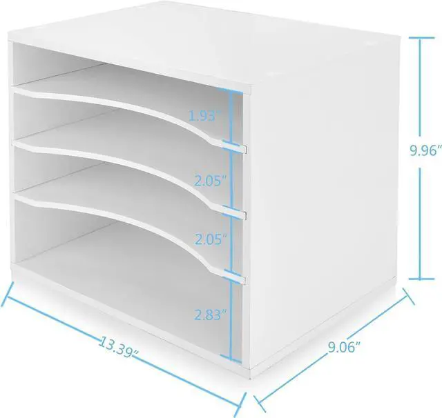 Alt view image 5 of 6 - Desk Paper Organzier Wood Paper Organizer Storage Office Paper Shelves Letter Tray File Sorter with Adjustable Shelves for Home Office