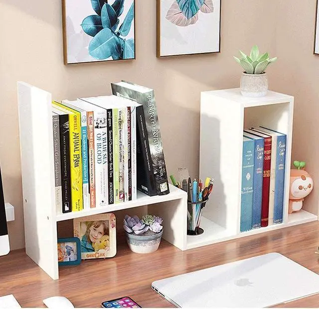 Alt view image 6 of 7 - GTIN Expandable Wood Desktop Bookshelf,Desktop Organizer Office Storage Rack,Wood Display Shelf-Free Style Display Stand Shelf,Corner Desk Storage Shelf,Countertop Bookcase for Office Supplies