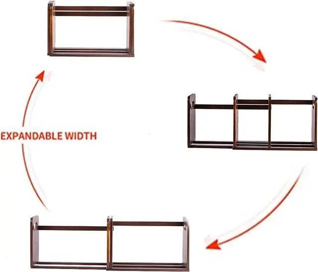 Alt view image 6 of 7 - Desktop Bookshelf Expandable Desktop Organizer Counter Bookcase Desk Storage Organizer Display Shelf Rack for Office Supplies, Kitchen,Bathroom (Black Walnut)