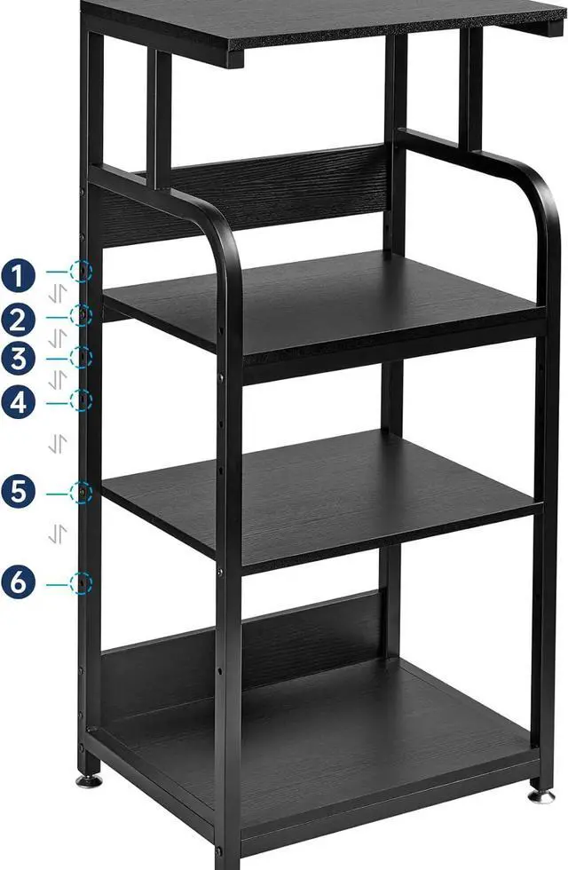 Alt view image 7 of 7 - Printer Stand with Adjustable Shelf, 4 Tier Large Tall Printer Table with Wheels for Home Office Storage and Organization, Rolling Stand Cart for Computer Tower CPU Shredder, Black