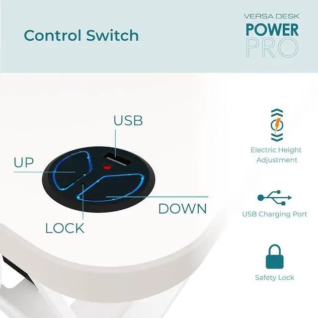 Alt view image 5 of 7 - VRSADESK PowerPro Electric Standing Desk Converter - Height Adjustable Desk Riser with Keyboard Tray - Holds 80 lbs - Built-in USB Charging Port - Ergonomic Sit Stand Workstation | White (36 inch)