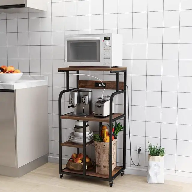 Alt view image 6 of 6 - Large Printer Stand Cart with Charging Station USB Port 21.2"x15.7"x42.3" Tall 3-Tier Printer Stand with Adjustable Shelf Storage Home Office Rolling Printer Stand with Wheels