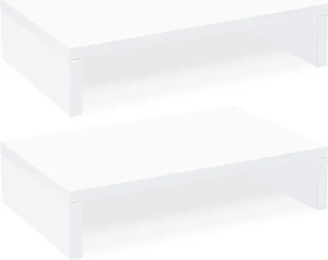 Main image of TEAMIX White Monitor Stand Riser-2 Pack,Wood 2 Tier Adjustable Dual Monitor Riser for 2 Monitors/Laptop/PC Computer Stand for Desk