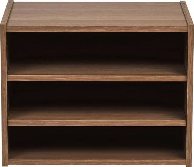 Alt view image 3 of 7 - IRIS USA 3-Shelves Modular Wood Stacking Storage Box, for Office Closet and Nightstand, Easy Assembly, Customizable, Stacking Storage Boxes, Walnut
