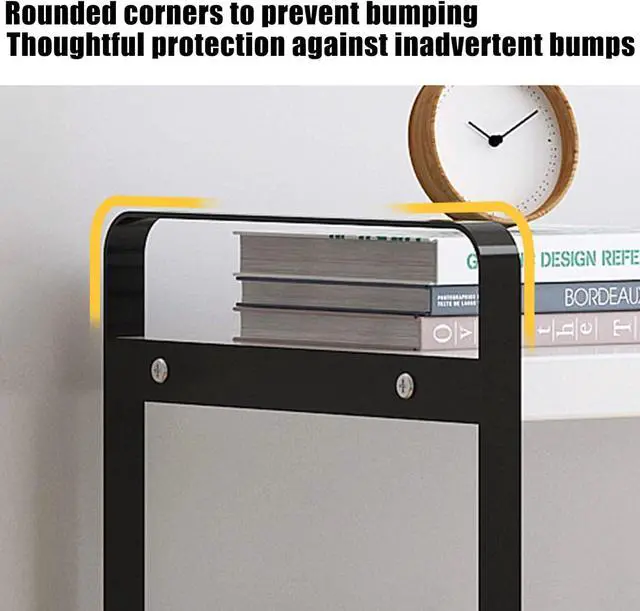 Alt view image 4 of 6 - YGYQZ Wood Office Desk Shelf Organizer - Desktop Supplies Cute Dresser Top Organization Storage Rack and Cubicle Decor Aesthetic Bookshelf for Women Man and Kids (Black-Two Tier)