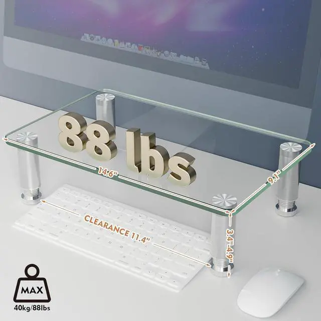 Alt view image 3 of 7 - 2 Pack Computer Monitor Riser with Height Adjustable Multi Media Desktop Stand for Flat Screen LCD LED TV, Laptop/Notebook/Xbox One