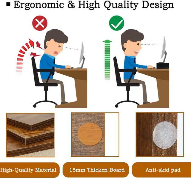 Alt view image 5 of 6 - TEAMIX Monitor Riser - 2 Pack, Rustic Brown Wood Adjustable Stand for 2 Monitors/Laptop/PC
