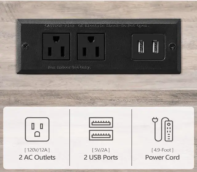 Alt view image 4 of 7 - Industrial Printer Cart, 3-Tier Mobile Printer Stand, Rolling Cart with Power Outlets and USB Ports, Home Printer Stand with 2 Hooks, for Office, Living Room, Greige PTHG40E01
