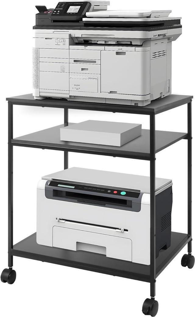 EMERIT Large Printer Stand 23.6 W x 18.9 D x 31.5 H Printer Table with Storage 3 Tier Rolling Laser Printer Cart with Wheels for Home Office