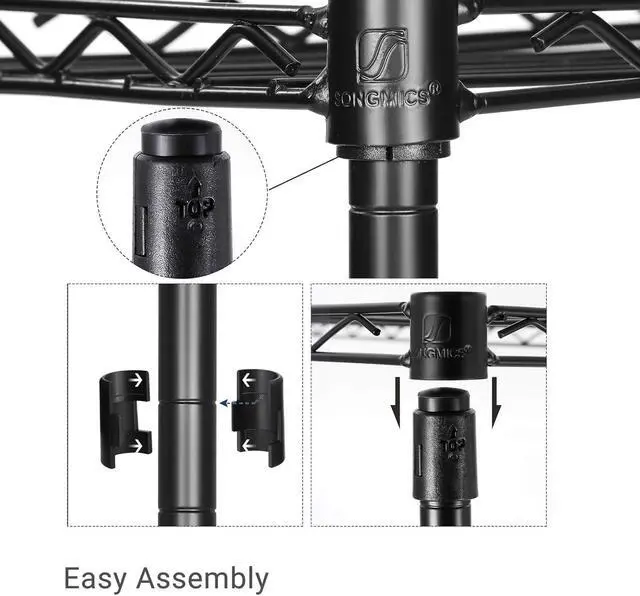 Alt view image 4 of 7 - SONGMICS 3 Tier Printer Stand, Printer Table with Wheels, Rolling Printer Cart, Printer Desk with Metal Frame for Home Office, 22 x 18.1 x 26.8 Inches, Black ULGR32BK