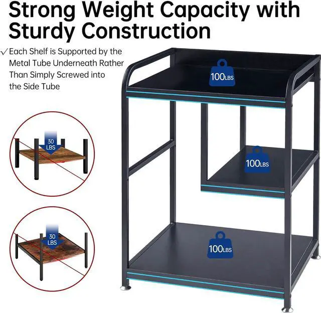 Alt view image 3 of 7 - Printer Stand with Storage Shelf for Home Office Organization, 22 x 18 Inch Large Printer Table with Wheels, Shredder Stand, CPU Stand, Rolling Cart for Host Computer, PC Tower, Desktop- Black