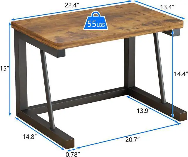 Alt view image 4 of 7 - Desktop Printer Stand, 2-Tier Wood Rustic Printer Shelf for 3D & Laser Printer, Scanner, Copier, Durable Small Space Storage Organizer for Home Office Kitchen (2-Tier, Brown)