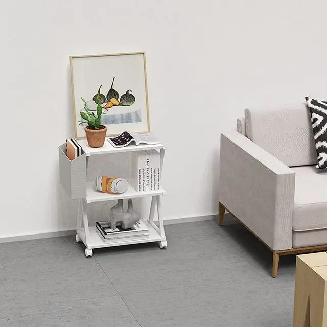 Alt view image 5 of 7 - VEDECASA White Mobile Printer Stand 3 Tier Wood Shelf Metal Frame Printer Cart with Storage Bag for Home Office Modern Under Desk Table Side Printer Cart with Rolling Caster Wheel