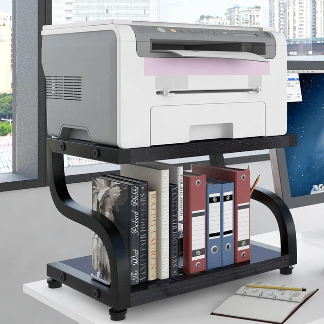 Main image of PUNCIA 2 Tier Wood Printer Stand with Storage Heavy Duty Desktop Shelf