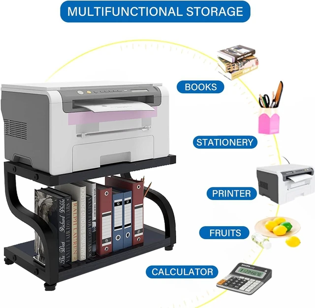 Alt view image 6 of 7 - PUNCIA 2 Tier Wood Printer Stand with Storage Heavy Duty Desktop Shelf