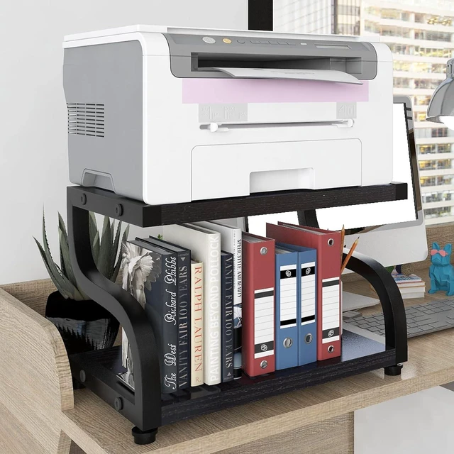 Alt view image 7 of 7 - PUNCIA 2 Tier Wood Printer Stand with Storage Heavy Duty Desktop Shelf