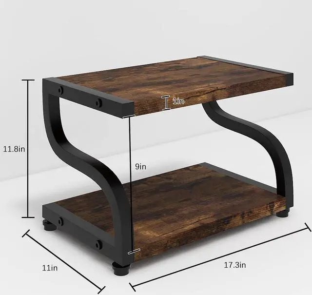 Alt view image 2 of 7 - PUNCIA 2 Tiers Small Retro Wood Home Office Desktop Printer Stand Laser Printer Copier Stand with Storage Rustic Tabletop Heavy Duty Organizer Rack Shelf Desk Dual for Small Space Double Tiers Tray