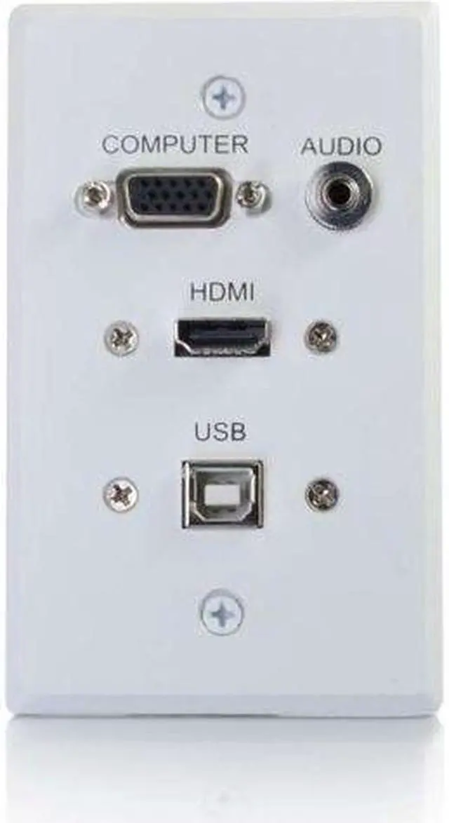 Alt view image 11 of 13 - C2G / Cables To Go 39706 HDMI, VGA, 3.5MM Audio and USB Pass Through Single Gang Wall Plate, White