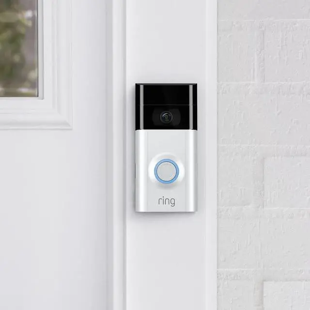 Alt view image 2 of 7 - Ring 8VR1S7-0EN0 V2 Advanced Security Video Doorbell with 1080 HD Indoor/Outdoor Functionality, Black and Silver