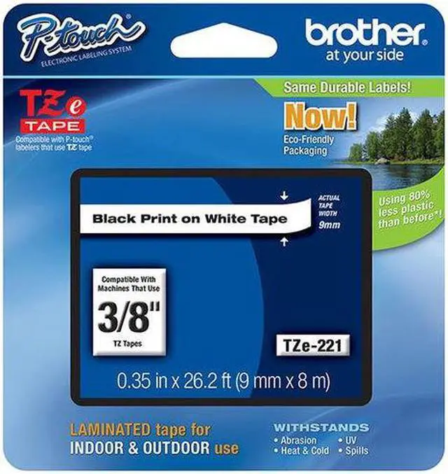 Alt view image 17 of 20 - Brother P-touch TZe Laminated Tape Cartridges - 3/8" Width x 26 1/5 ft Length - Rectangle - White - 1 Each  BRTTZE221