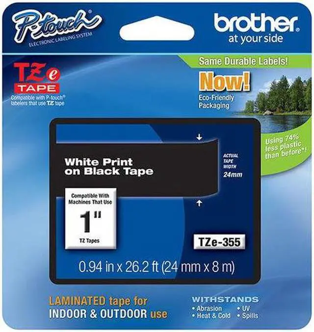 Alt view image 13 of 20 - Brother P-touch TZe 1" Laminated Tape Cartridge - 1" Width x 26 1/5 ft Length - Rectangle - Thermal Transfer - White, Bl
