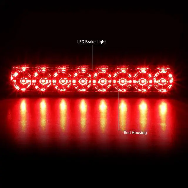 Alt view image 2 of 5 - DNA Motoring 3BL-FM87-LED-RD For 1987 to 1993 Ford Mustang GT / LX Convertible w/Spoiler Full LED Third Tail Brake Light Rear Center Stop Lamp Red