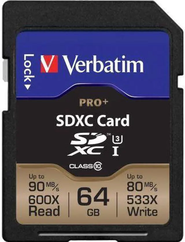 Alt view image 11 of 19 - Verbatim Memory Card SDXC 90MB/s Read Speed 64GB BK/GD 49197