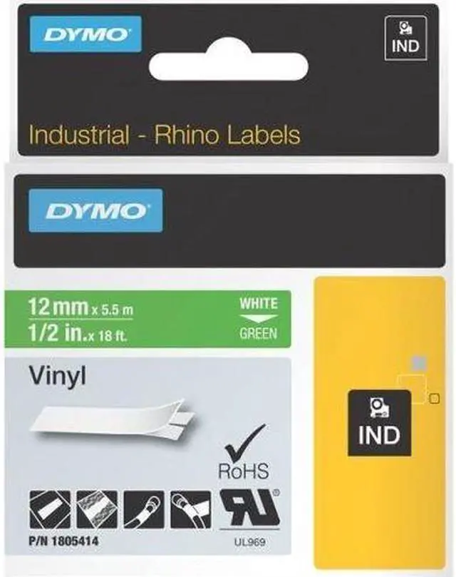 Alt view image 8 of 16 - DYMO IND Vinyl Labels 1/2"