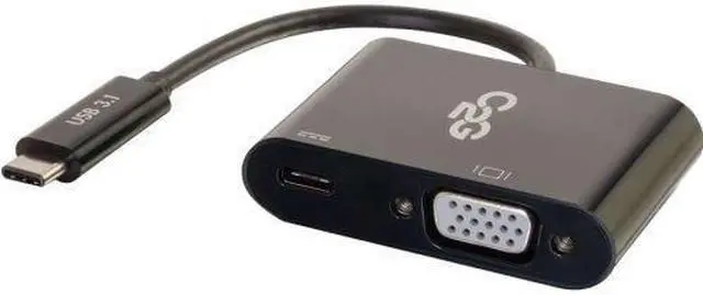 Alt view image 2 of 8 - C2G USB-C TO VGA VIDEO ADAPTER CONVERTER WITH POWER DELIVERY - BLACK - USB TO VG