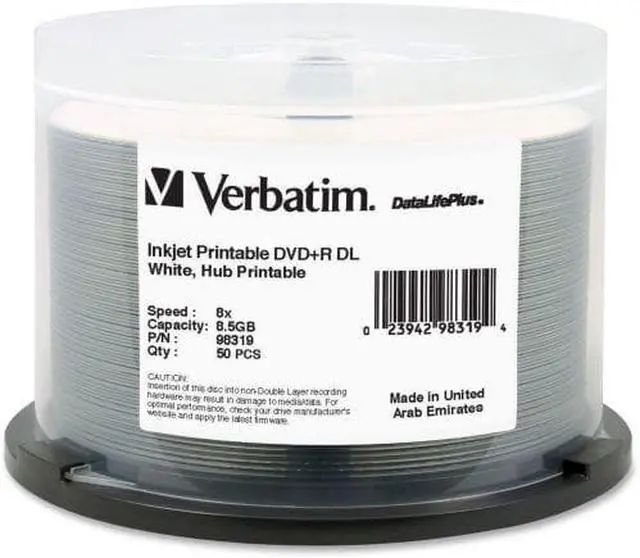 Alt view image 2 of 8 - VERBATIM AMERICAS LLC 98319 DVD+R DL 8.5GB 8X INKJET PRINTABLE 50PK