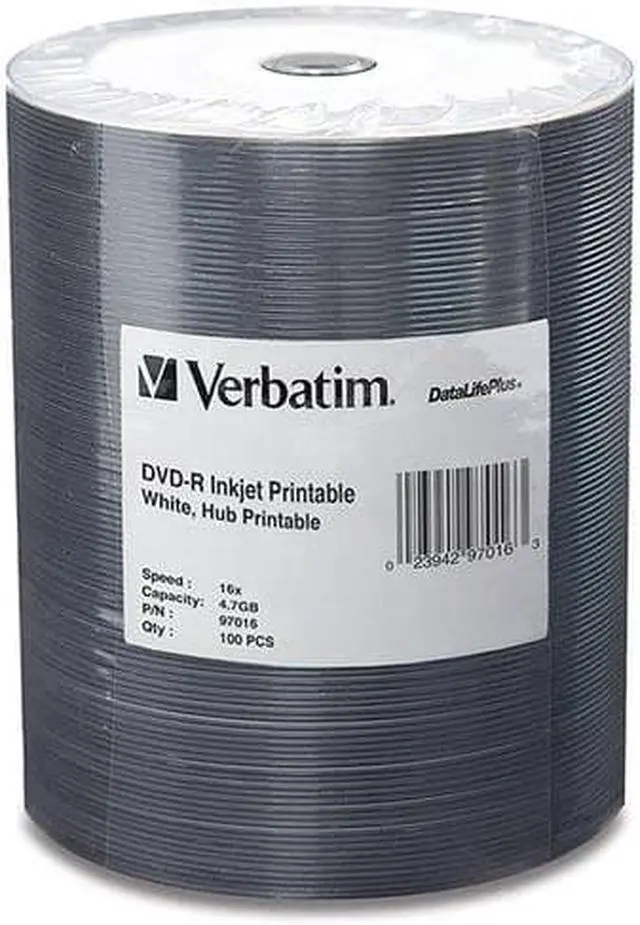 Alt view image 3 of 11 - VERBATIM CORPORATION 97016 100PK DVD-R 16X 4.7GB WHITE