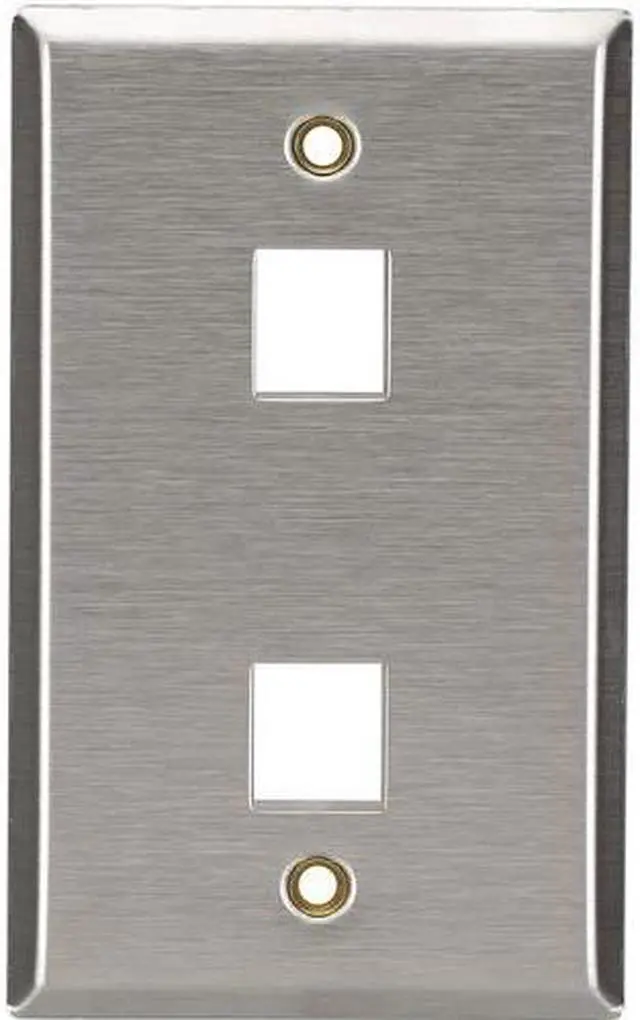Alt view image 2 of 9 - Black Box WP371 Keystone Wallplate - Stainless Steel, Single-Gang, 2-Port