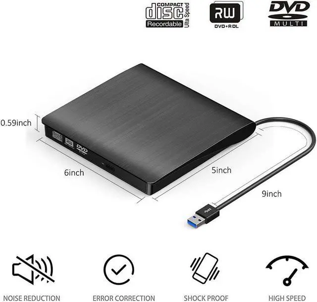 Alt view image 4 of 7 - External DVD Drive, SUMBOAT USB 3.0 Portable Slim DVD CD Rom Burner Rewriter Driver,High Speed Data Transfer for Laptop Mac 10 OS Windows XP /2003/Vista/Win 7/ Win 8/Win 10 Linux