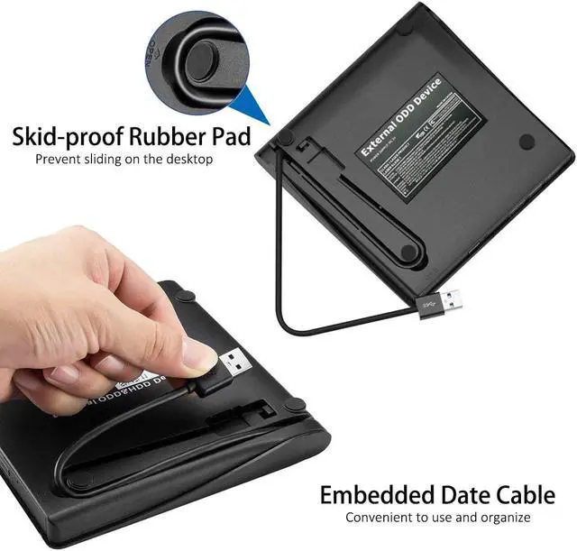 Alt view image 5 of 7 - External DVD Drive, SUMBOAT USB 3.0 Portable Slim DVD CD Rom Burner Rewriter Driver,High Speed Data Transfer for Laptop Mac 10 OS Windows XP /2003/Vista/Win 7/ Win 8/Win 10 Linux