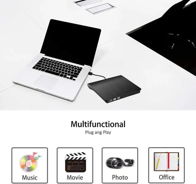 Alt view image 6 of 7 - External DVD Drive, SUMBOAT USB 3.0 Portable Slim DVD CD Rom Burner Rewriter Driver,High Speed Data Transfer for Laptop Mac 10 OS Windows XP /2003/Vista/Win 7/ Win 8/Win 10 Linux